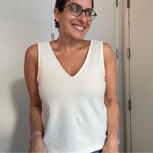 Madewell White Fitted Sleeveless Tank Top